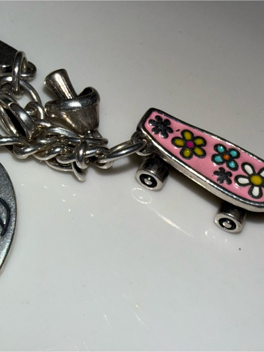 James Avery Pink Floral Skateboard Charm